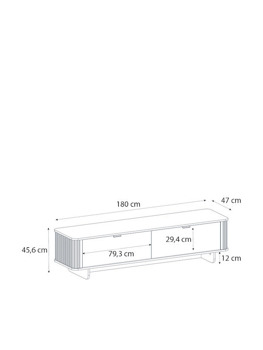 Έπιπλο Τηλεόρασης Bohema Μαύρο - Sepet Oak Μ180xΠ47xΥ45.6cm