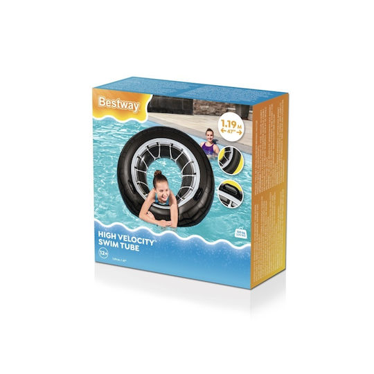 Bestway Inflatable Kids' Swim Ring with Diameter 119cm. from 12 Years Old Black