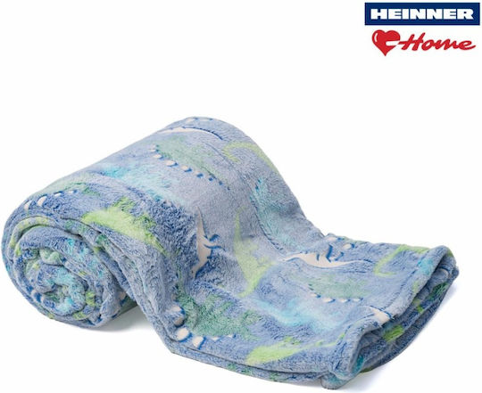 Heinner Decke Dino Leuchtend Hellblau 200x160cm
