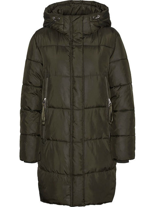Nova Lang Damen Puffer Jacke Winddicht für Winter Green