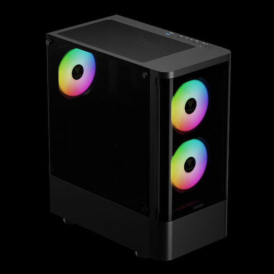 Gamdias Talos E3 CG Gaming Midi Tower Κουτί Υπολογιστή με Πλαϊνό Παράθυρο και RGB Φωτισμό Μαύρο