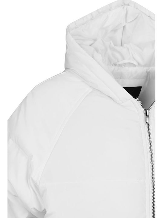 Κοντό Γυναικείο Puffer Μπουφάν για Χειμώνα Off White