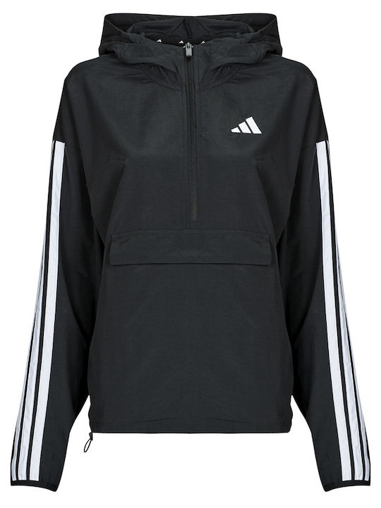 Essentials 3-stripes Γυναικείο Αθλητικό Μπουφάν Αντιανεμικό Black