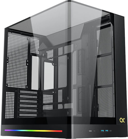 Xigmatek PANO II Геймърско бюро Midi Tower Компютърна кутия със страничен прозорец и ARGB осветление Черен