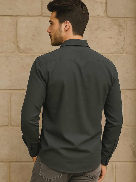 Cu mânecă lungă Denim Cămașă Dark Gray