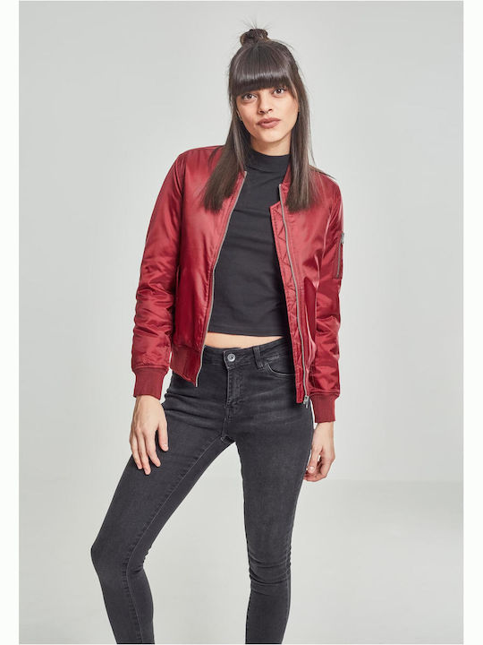 Kurz Damen Bomberjacke Burgundisch
