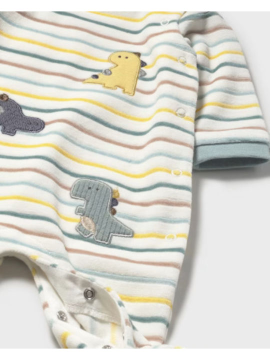 Mayoral Baby Bodysuit Long-Sleeved Velvet Ecru