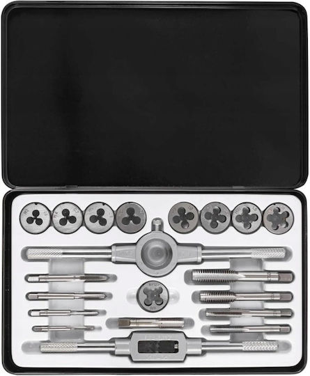 20 Pieces Hand Taps & Dies Set M3-M12 in Metal Case