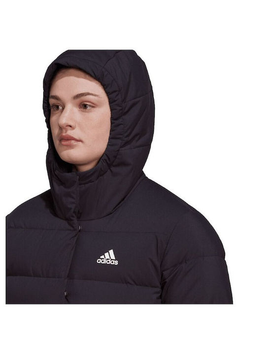 Helionic Women's for Hiking Short Puffer Jacket for Winter with Hood Black