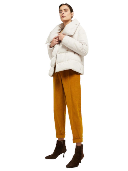 Kurz Damen Puffer Jacke für Winter Weiß