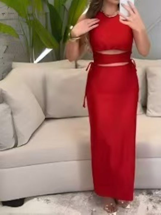 Summer Maxi Dress for Wedding Christening Red