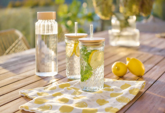 Zeller Wasser Glas mit Strohhalm 580ml