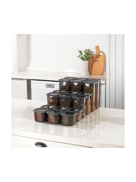 UnicUtil Set 18 Bucăți Vaze Utilizare Generală cu Capac Plastic Gri 10x9.5x10cm 18 Bucăți