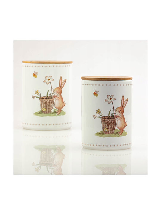 Boltze Set of 2pcs Jars General Use with Lid Ceramic