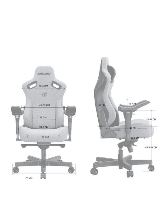 Anda Seat Kaiser 3 PRO XL Artificial Leather Gaming Chair with Adjustable Arms Black