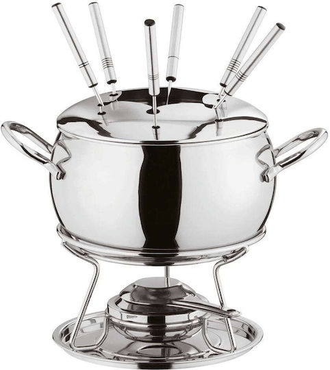 Paderno Fondue-Topf mit Teelicht aus Edelstahl Silber 20x20x18cm