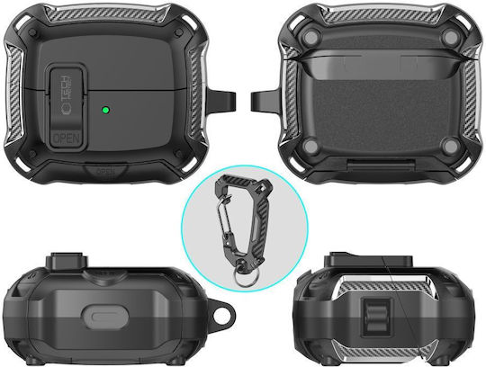 Tech-Protect Carbonox Magsafe Hülle Silikon / Kunststoff in Schwarz Farbe für Galaxy Buds3 Pro