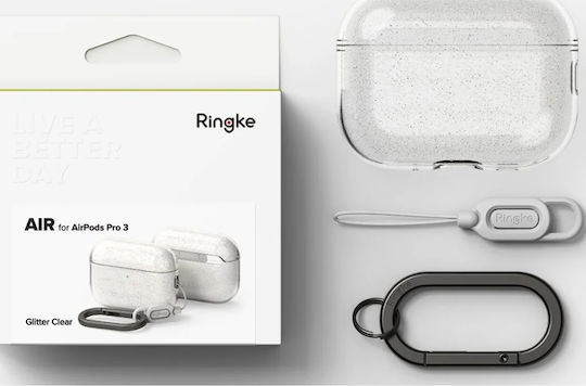 Ringke Air Case Silicone with Hook Glitter Clear for Apple AirPods Pro 3
