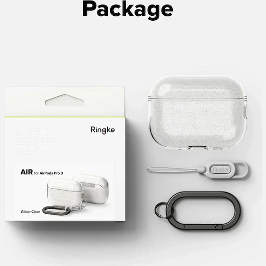 Ringke Air Case Silicone with Hook Glitter Clear for Apple AirPods Pro 3