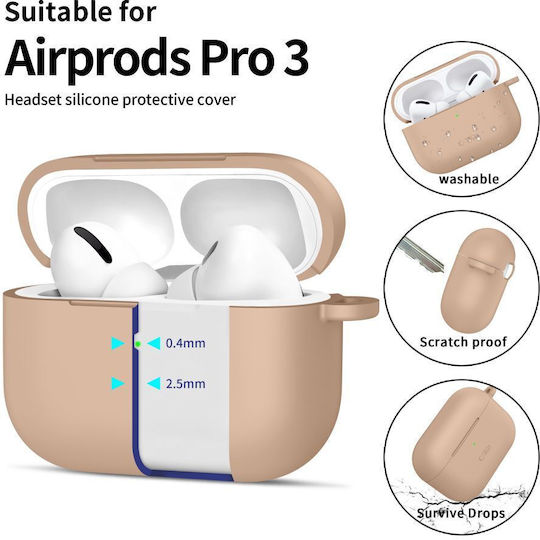 Tech-Protect Silicone Hook Θήκη Σιλικόνης με Γάντζο σε Μπεζ χρώμα για Apple AirPods Pro