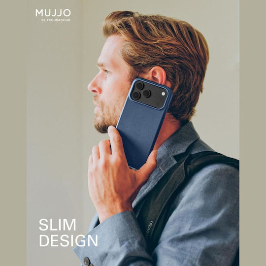 Mujjo Back Cover Δερμάτινο 1mm Μπλε (iPhone 17 Pro)