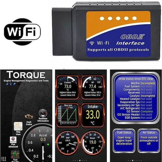 Диагностичен инструмент за автомобили ELM 327 OBD 2 с Bluetooth Съвместим с Android