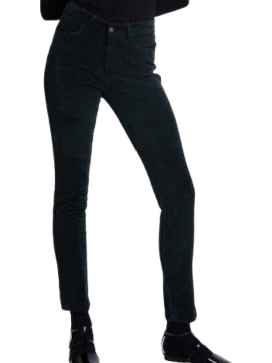 Women's Fabric Trousers in Skinny Fit with Emerald Color