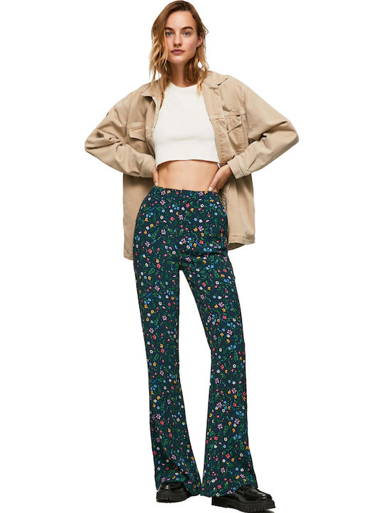 Fiorella Damen Stoff Hose Schlag in Bootcut Passform Blumen Dulwich