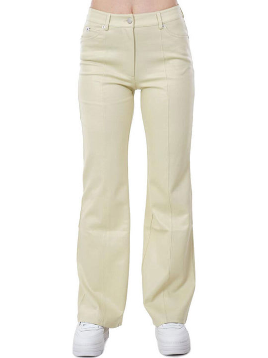 Milano Damen Stoff Hose in Bootcut Passform Gelb