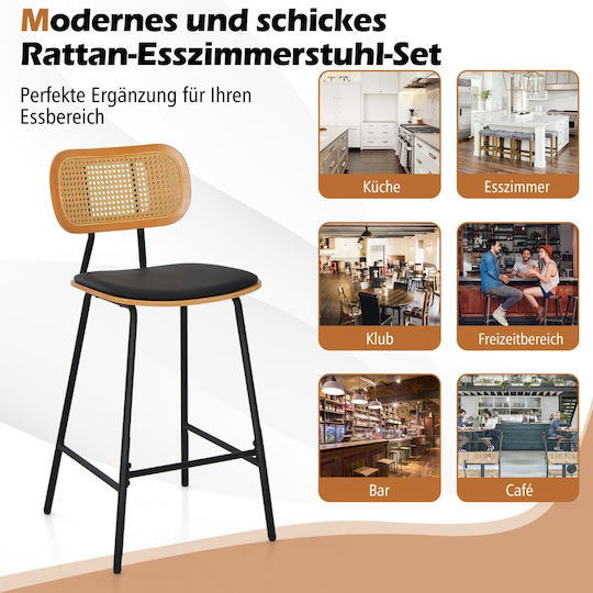 Hocker für Bar Für den Außenbereich Rattan Rosa 2Stück 45x45x94cm