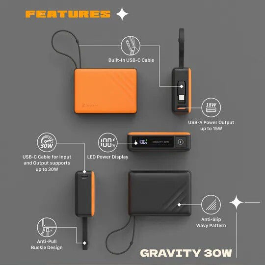 Adam Gravity Power Bank 10000mAh 30W με Θύρα USB-A Πράσινο