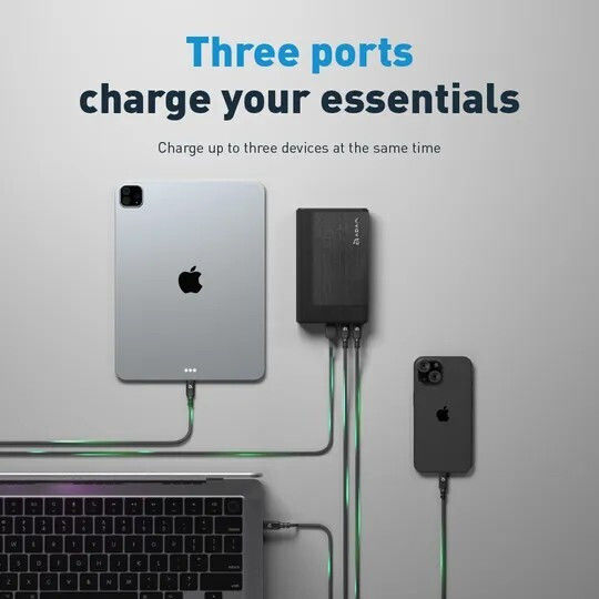 Adam Gravity Pro Power Bank 20000mAh 100W with USB-A Port and 2 USB-C Ports Black