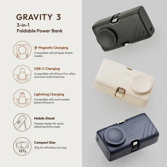 Adam Gravity 3 Power Bank 5000mAh με Θύρα USB-C Μπλε