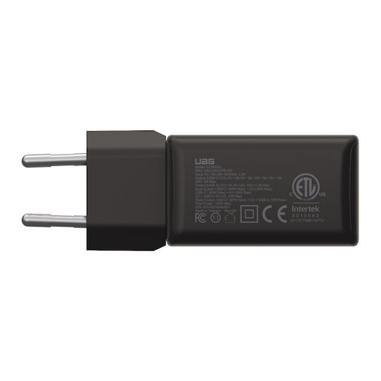 UAG Charger Without Cable GaN with USB-A Port and 2 USB-C Ports 100W Power Delivery Black/Orange (SRGE)