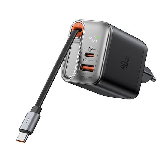 Mcdodo Charger GaN with USB-A Port and USB-C Port and Cable USB-C 40W Power Delivery Blacks (FreeGo CH-4281)