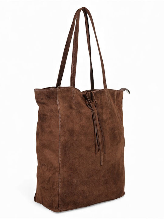 Damentasche aus Leder Schulter Wildleder Braun