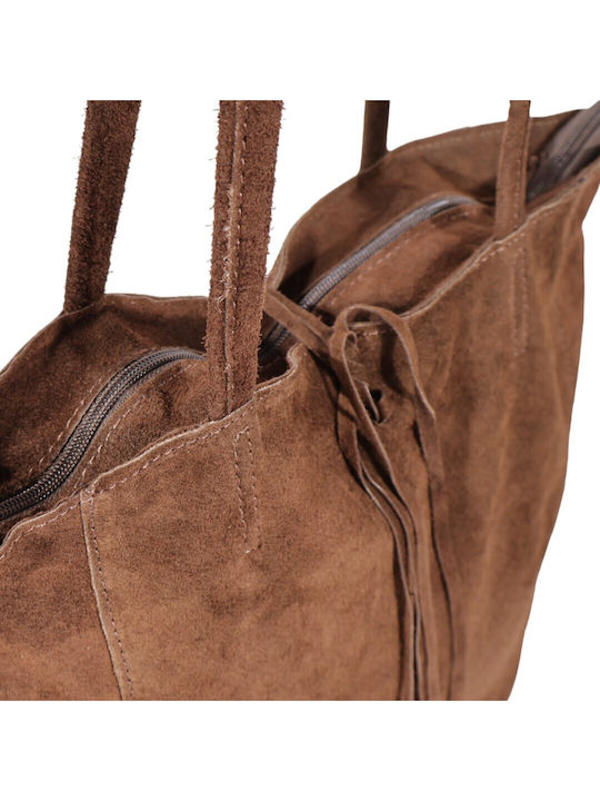 Damentasche aus Leder Schulter Wildleder Braun
