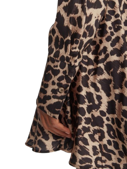 Mini Βραδινό Φόρεμα Σατέν Animal Print
