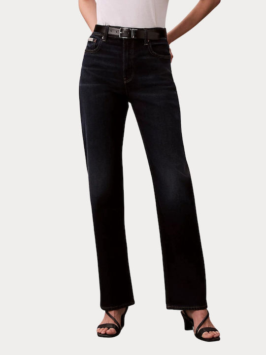 Hoch tailliert Damenjeans in Schlanker Passform Dark Blue
