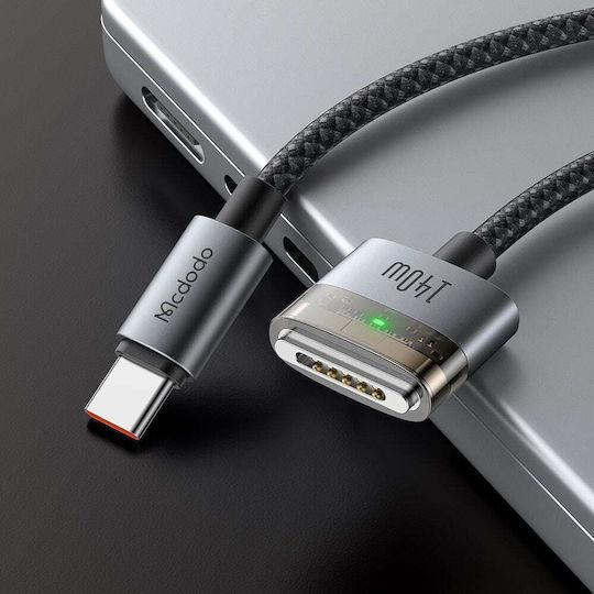 Mcdodo Магнитен / LED USB 2.0 Кабел USB-C мъжки - Magsafe 3 140W Черен 2м