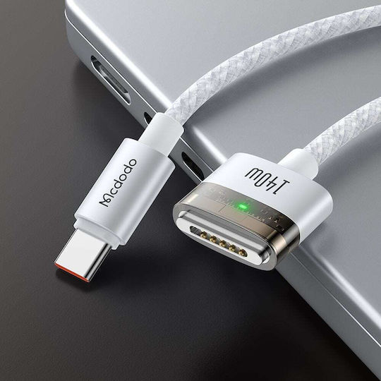 Mcdodo Magnetisch / LED USB 2.0 Kabel USB-C männlich - Magsafe 3 140W Weiß 2m