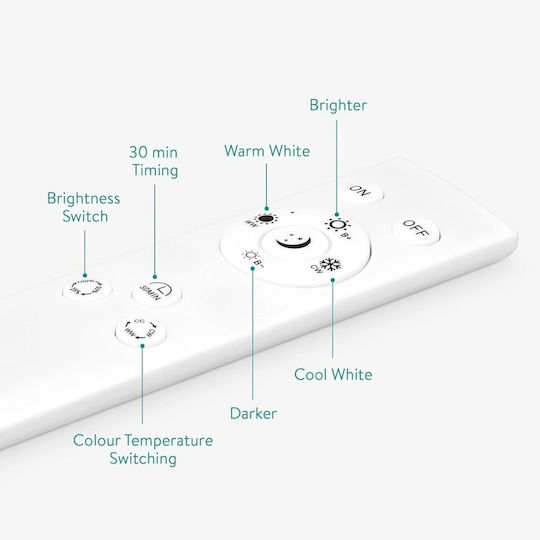 Navaris Plafonieră de Tavan Baie 35.2buc Albă cu LED Integrat și Telecomandă