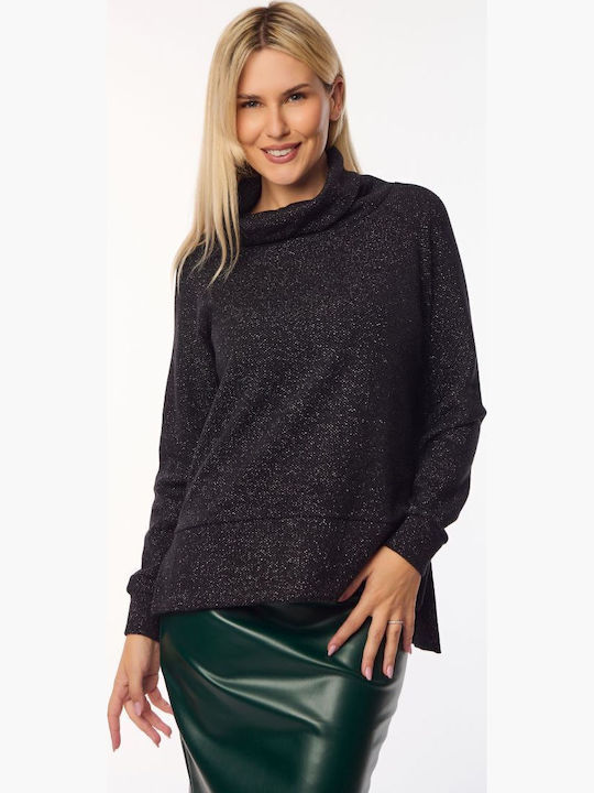 Bluza Damă Cu Guler Înalt Neagră