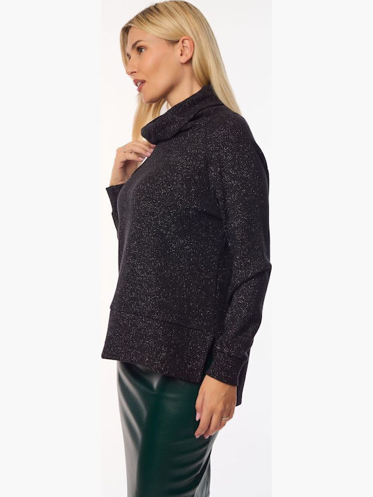 Bluza Damă Cu Guler Înalt Neagră