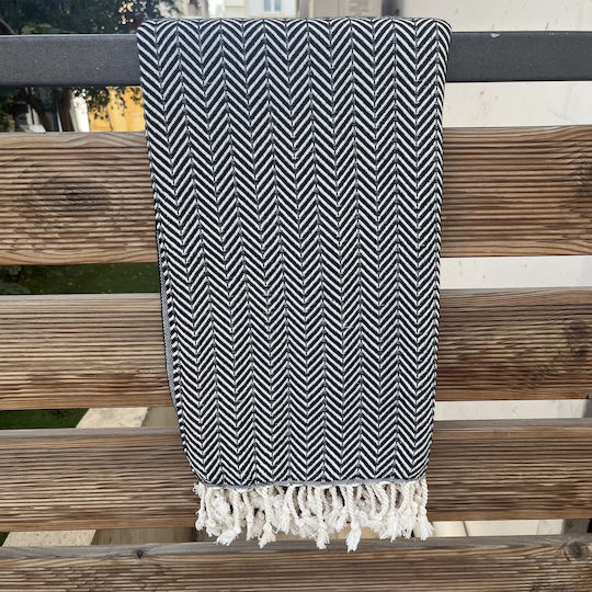 Pestemal Beach Towel Cotton Black 180x100cm.