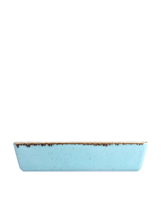 Porland Shallow Rectangular Serving Plate Porcelain Blue 10x16cm