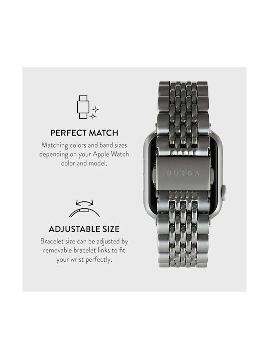 Burga Armband Rostfreier Stahl Silber (Apple Watch 4/5/6/7/8/9/10/11, SE, Ultra)