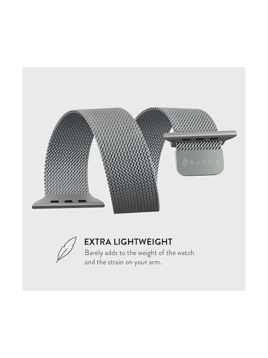 Burga Armband Rostfreier Stahl Silber (Apple Watch 4/5/6/7/8/9/10/11, SE, Ultra - Burga)