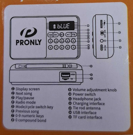 PR-808BT Mini Radio Rechargeable with Bluetooth and USB Red