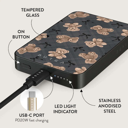 Burga MagSafe Power Bank 5000mAh 7.5W με Θύρα USB-C Gunmetal - BFF